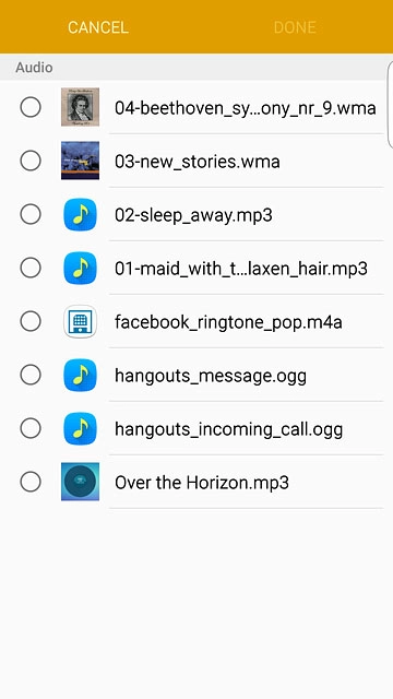 Press the required audio file.