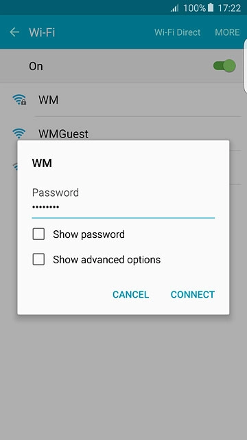Follow the instructions on the display to select security settings, if required.Press CONNECT.