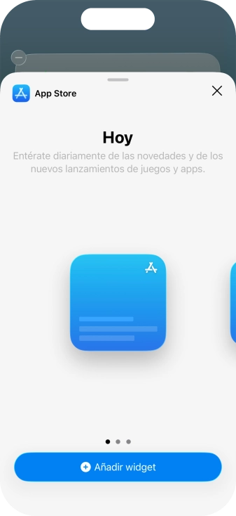 Desliza el dedo hacia la derecha o hacia la izquierda por la pantalla para seleccionar el tamaño de widget deseado.