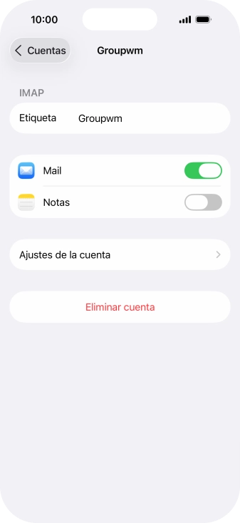 Pulsa Ajustes de la cuenta.