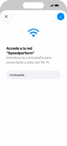 Introduce la contraseña de la red wifi y pulsa el icono de aceptar.