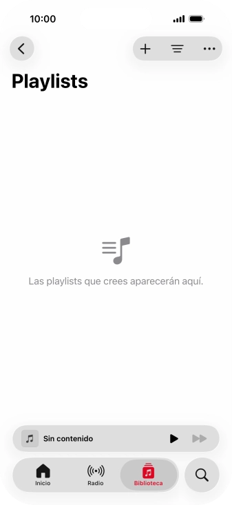 Pulsa el icono de nueva lista de reproducción.
