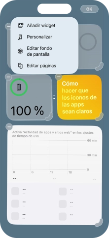 Pulsa Añadir widget.