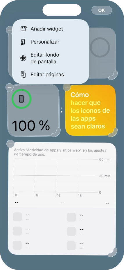 Pulsa Añadir widget.