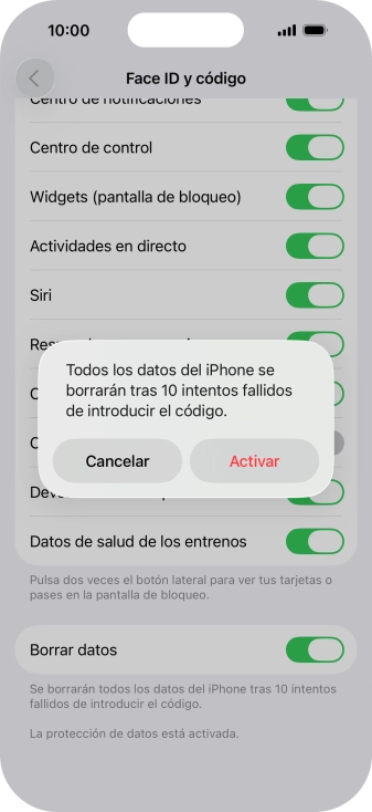 Si activas la función, pulsa Activar.