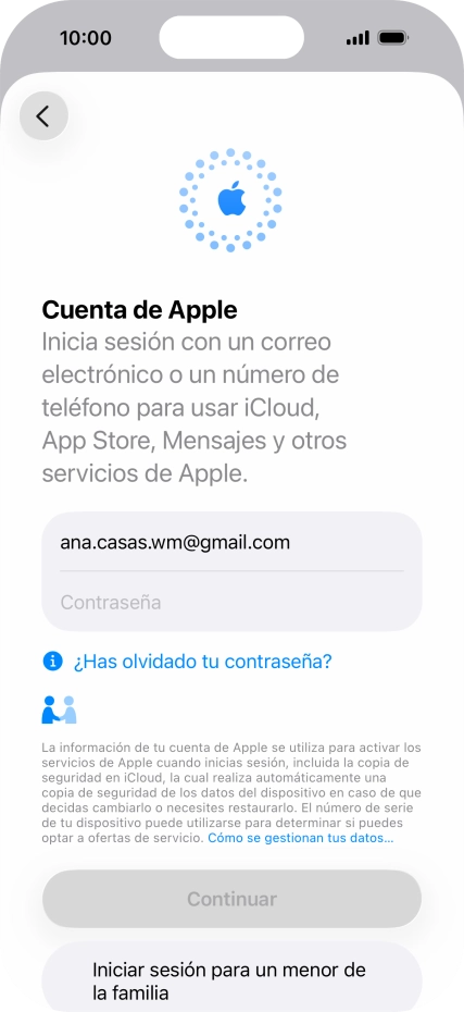 Pulsa Contraseña e introduce la contraseña de tu Cuenta de Apple.