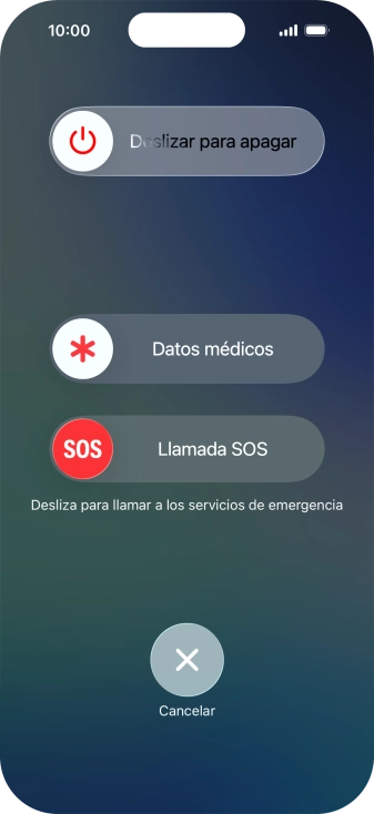 Pulsa el icono de apagar y arrástralo hacia la derecha.