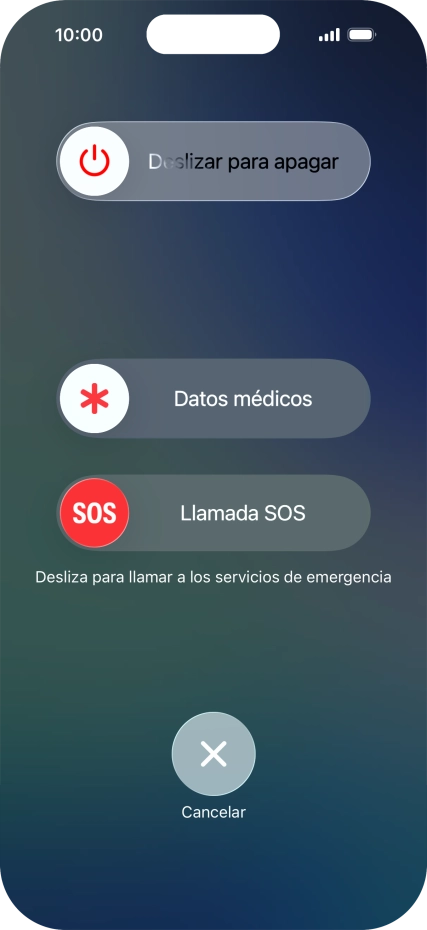 Pulsa el icono de apagar y arrástralo hacia la derecha.