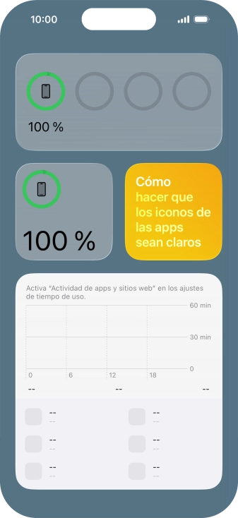 Desliza el dedo hacia arriba o hacia abajo por la pantalla para ver más widgets.