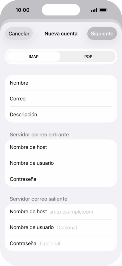 Pulsa Nombre de host e introduce smtp.vodafone.es.