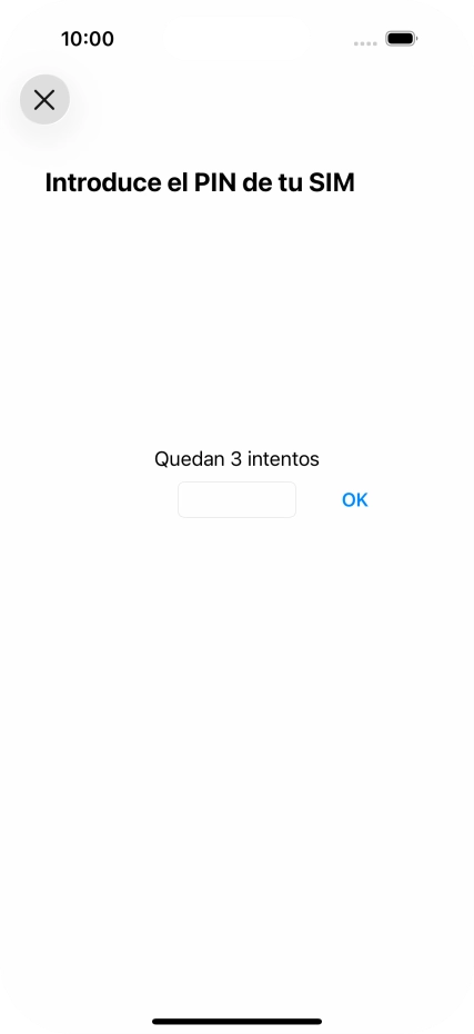 Si es necesario desbloquear la tarjeta SIM, introduce el código PIN y pulsa OK.