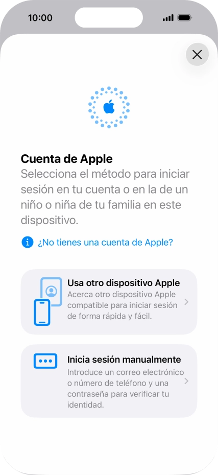 Pulsa Inicia sesión manualmente.
