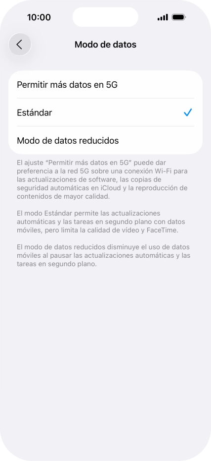 Pulsa el ajuste deseado.