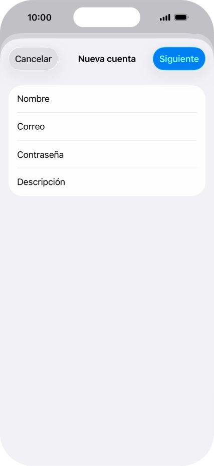 Pulsa Descripción e introduce el nombre de la cuenta de correo electrónico.