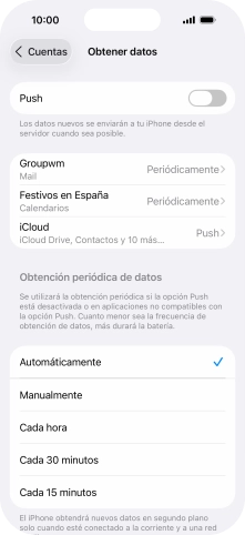 Si desactivas la función, pulsa el ajuste deseado.