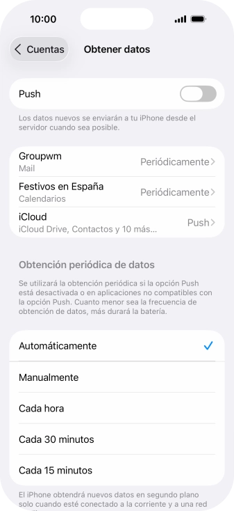 Si desactivas la función, pulsa el ajuste deseado.