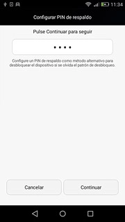 Introduce un código PIN de cuatro cifras y pulsa Continuar.