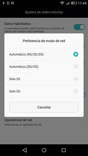 Pulsa Automático (4G/3G/2G), Automático (3G/2G), Solo 3G o Solo 2G.