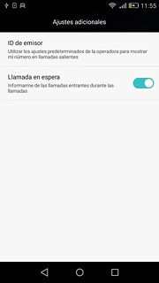 Espera unos instantes mientras se cargan los ajustes actuales.Pulsa Llamada en espera para activar o desactivar la función.