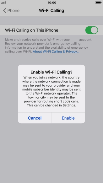 If you turn on the function, press Enable.