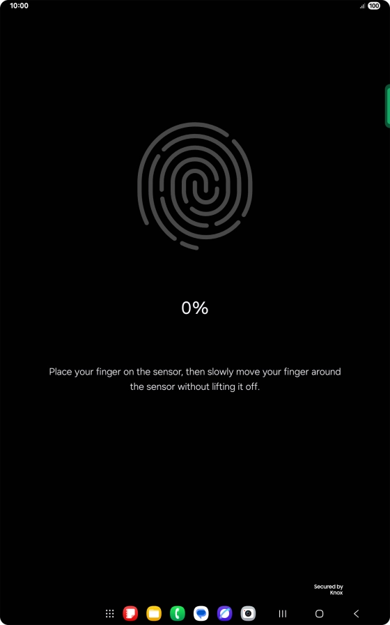 Follow the instructions on the screen to create the lock code using your fingerprint. Follow the instructions on the screen to create the lock code using your fingerprint.