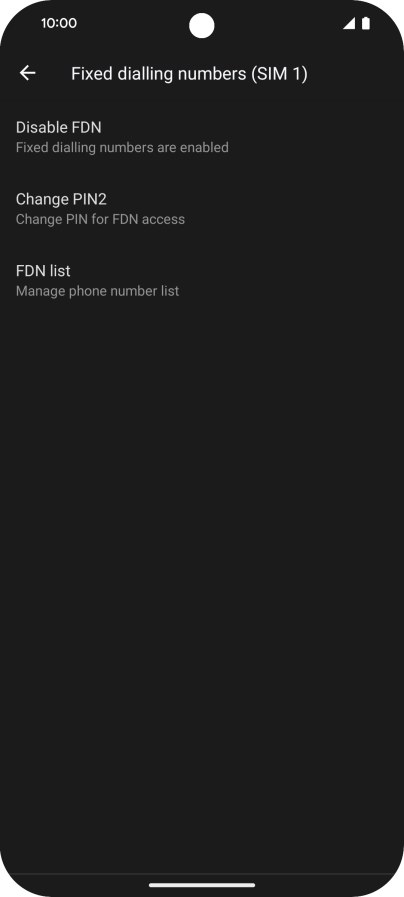 Press Disable FDN.