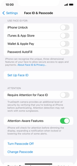 Press Turn Passcode Off and key in the phone lock code.