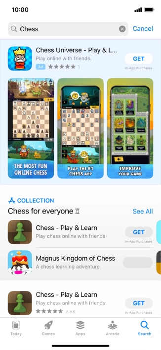 Press the required app. Press the required app.