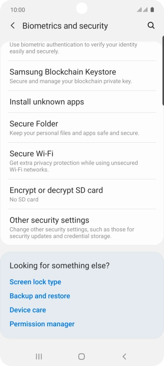 Press Other security settings. Press Other security settings.
