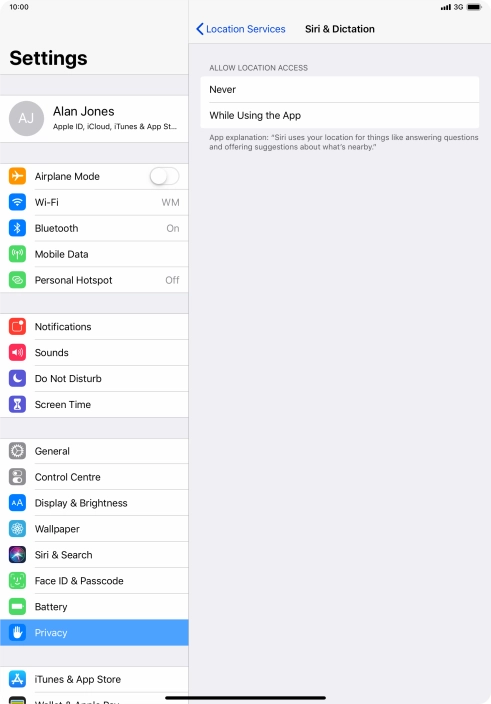 Press the required setting to turn the function on or off. Press the required setting to turn the function on or off.