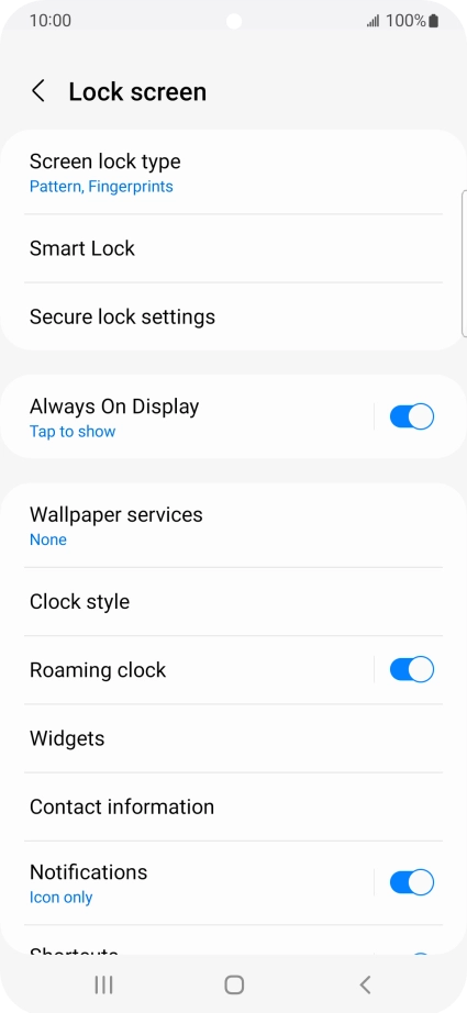Press Screen lock type and key in the additional phone lock code you created earlier.