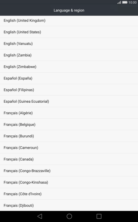 Press the required language. Press the required language.