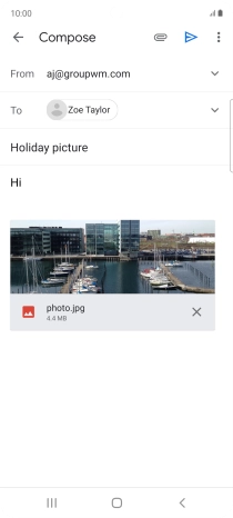 Press the send icon when you've finished your email message. Press the send icon when you've finished your email message.