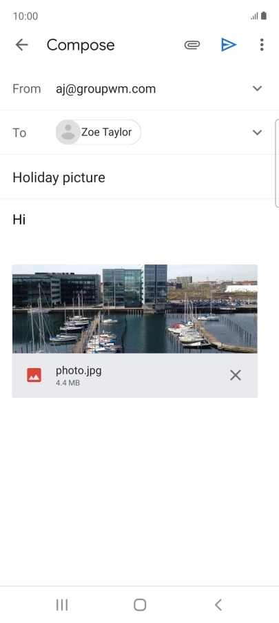 Press the send icon when you've finished your email message. Press the send icon when you've finished your email message.