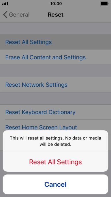Press Reset All Settings. Press Reset All Settings.