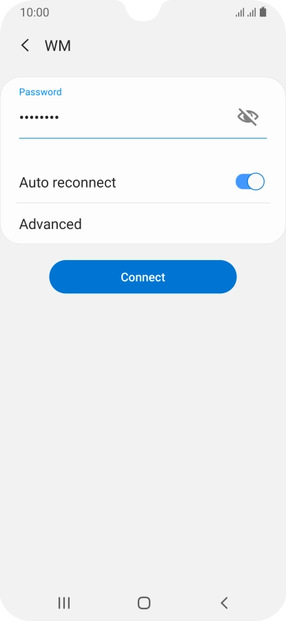 Key in the password for the Wi-Fi network and press Connect.