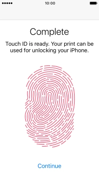 Press Continue. If you haven't previously selected a phone lock code, key in a code of your own choice twice.