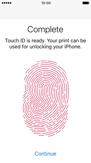 Press Continue. If you haven't previously selected a phone lock code, key in a code of your own choice twice.