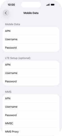 Press APN and key in live.vodafone.com.
