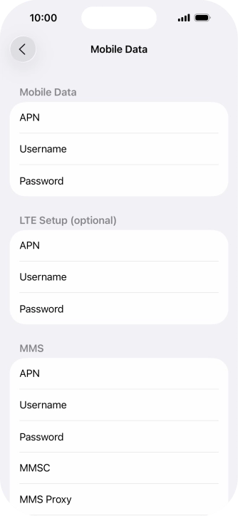 Press APN and key in live.vodafone.com.