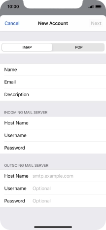 Press Host Name and key in the name or IP address of your email provider's outgoing server. Please note that if you can't send email messages when using your email provider's outgoing server, key in smtp.vodafone.net.au (Vodafone's outgoing server).