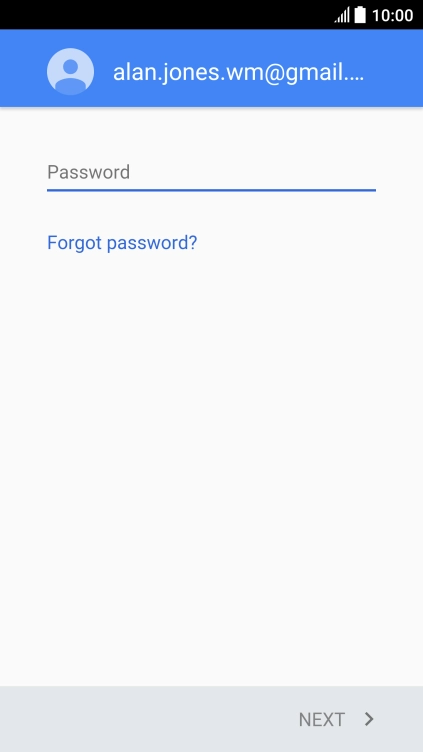 Press Password and key in the password for your Google account.