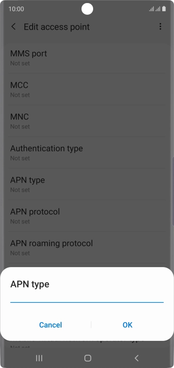 Key in default and press OK.
