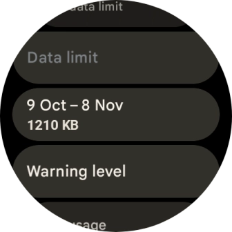 The total data usage is displayed. The total data usage is displayed.
