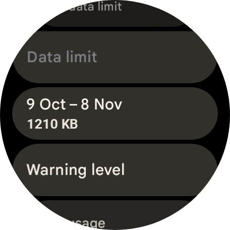 The total data usage is displayed. The total data usage is displayed.