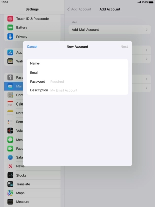 Press Password and key in the password for your email account. Press Password and key in the password for your email account.
