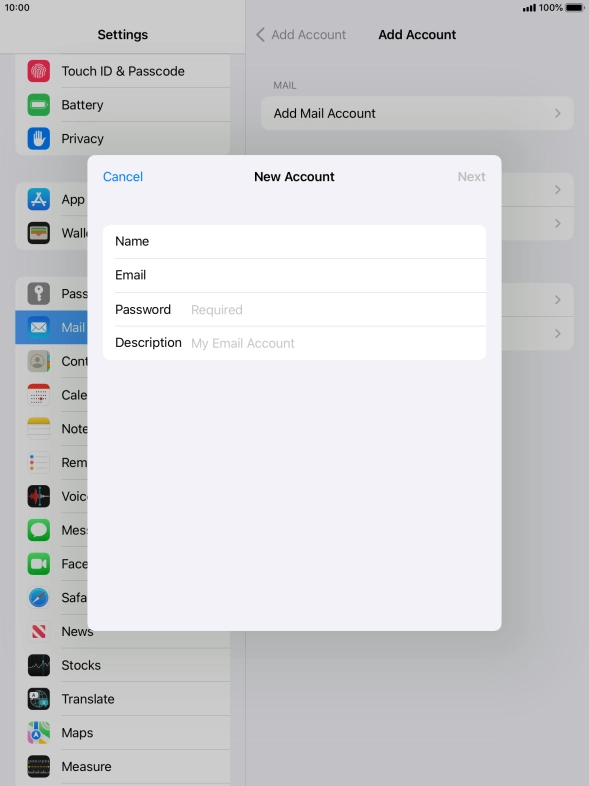 Press Password and key in the password for your email account. Press Password and key in the password for your email account.