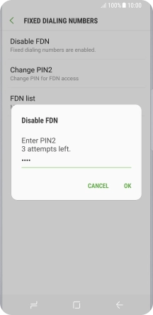 Key in your PIN2 and press OK. Key in your PIN2 and press OK.