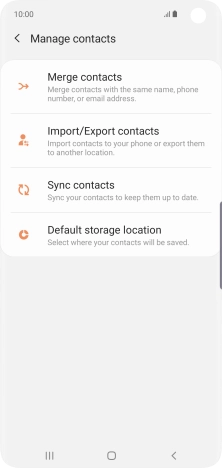Press Import/Export contacts. Press Import/Export contacts.