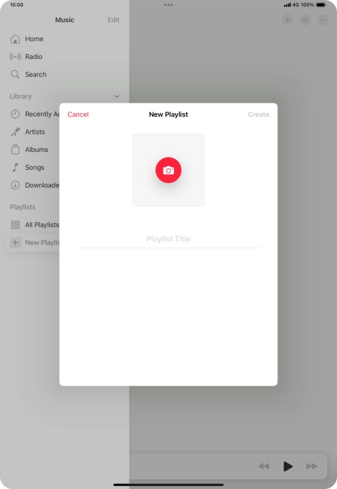 Press the text input field and key in a name for the playlist. Press the text input field and key in a name for the playlist.